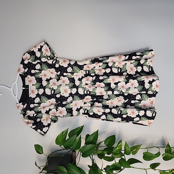 ANTHROPOLOGIE Moon River Floral pink black green midi dress small - Picture 2 of 8